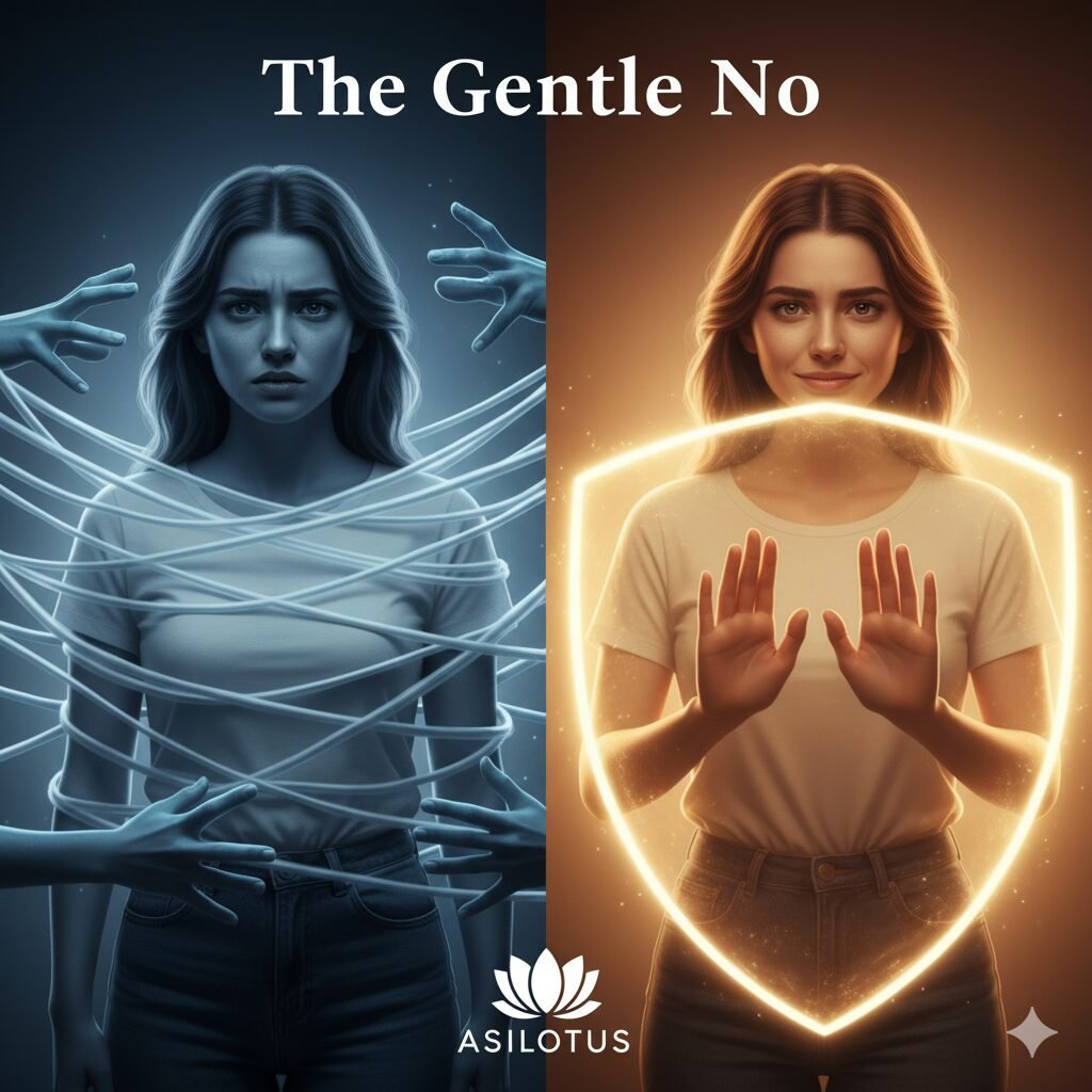 The Gentle No — visual concept